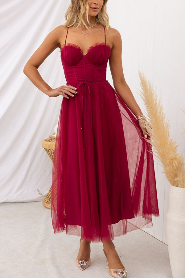 Robe Femme - Taille Cintrée - Jupe Midi Évasée Fluide
