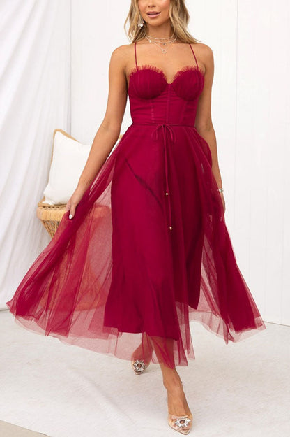 Robe Femme - Taille Cintrée - Jupe Midi Évasée Fluide