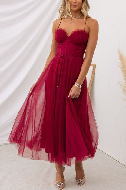 Robe Femme - Taille Cintrée - Jupe Midi Évasée Fluide