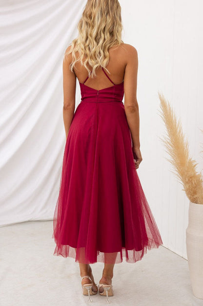 Robe Femme - Taille Cintrée - Jupe Midi Évasée Fluide