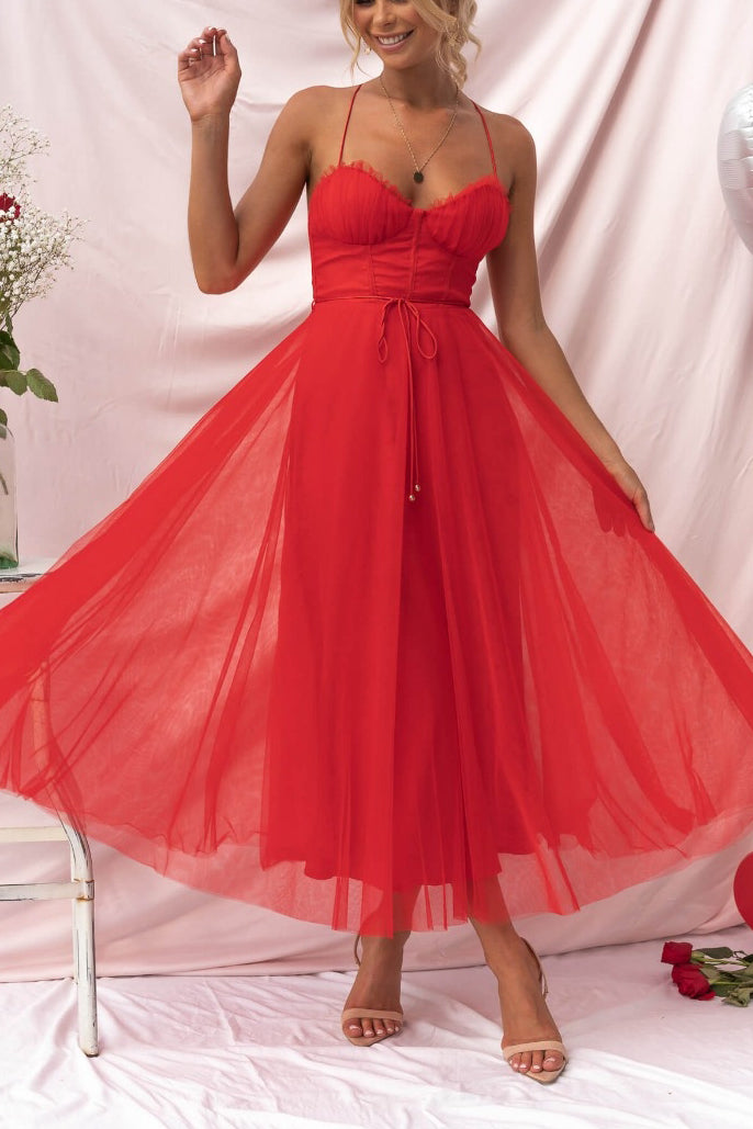 Robe Femme - Taille Cintrée - Jupe Midi Évasée Fluide