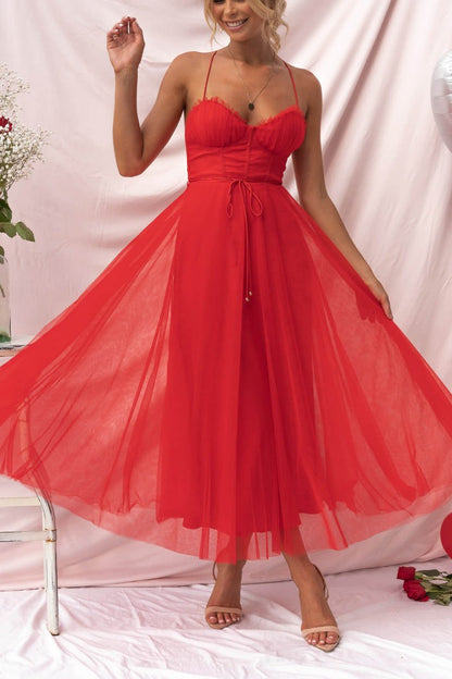 Robe Femme - Taille Cintrée - Jupe Midi Évasée Fluide
