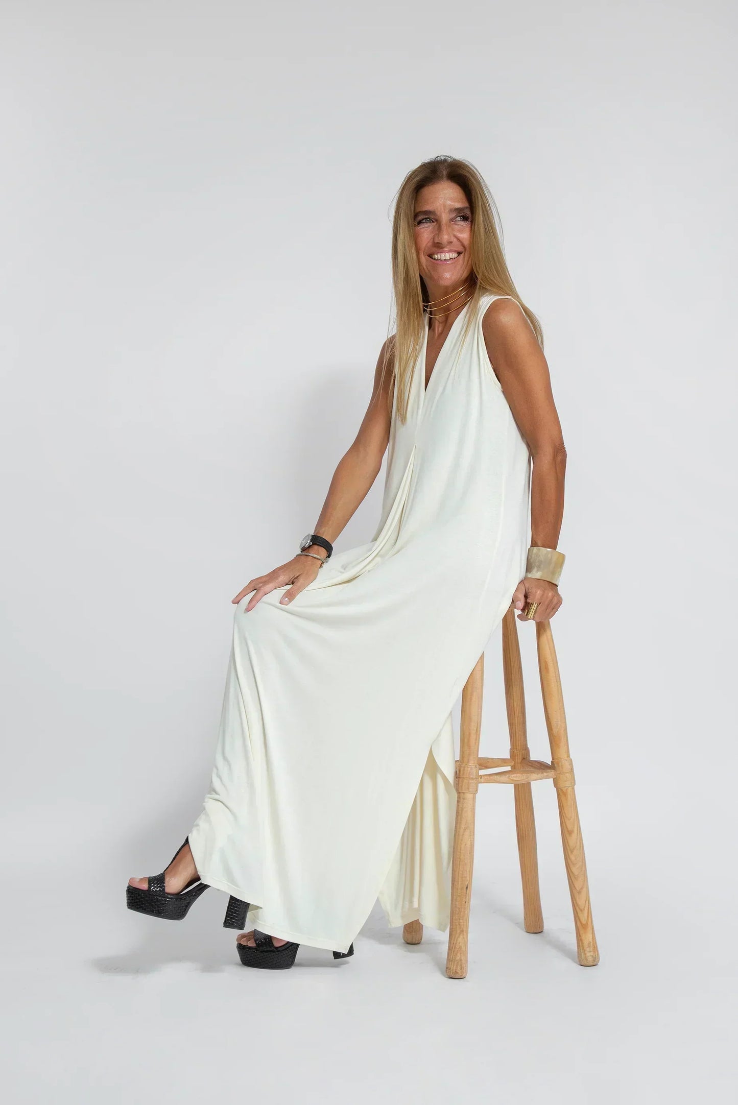 Robe Longue Femme – Sans Manches – Décolleté V