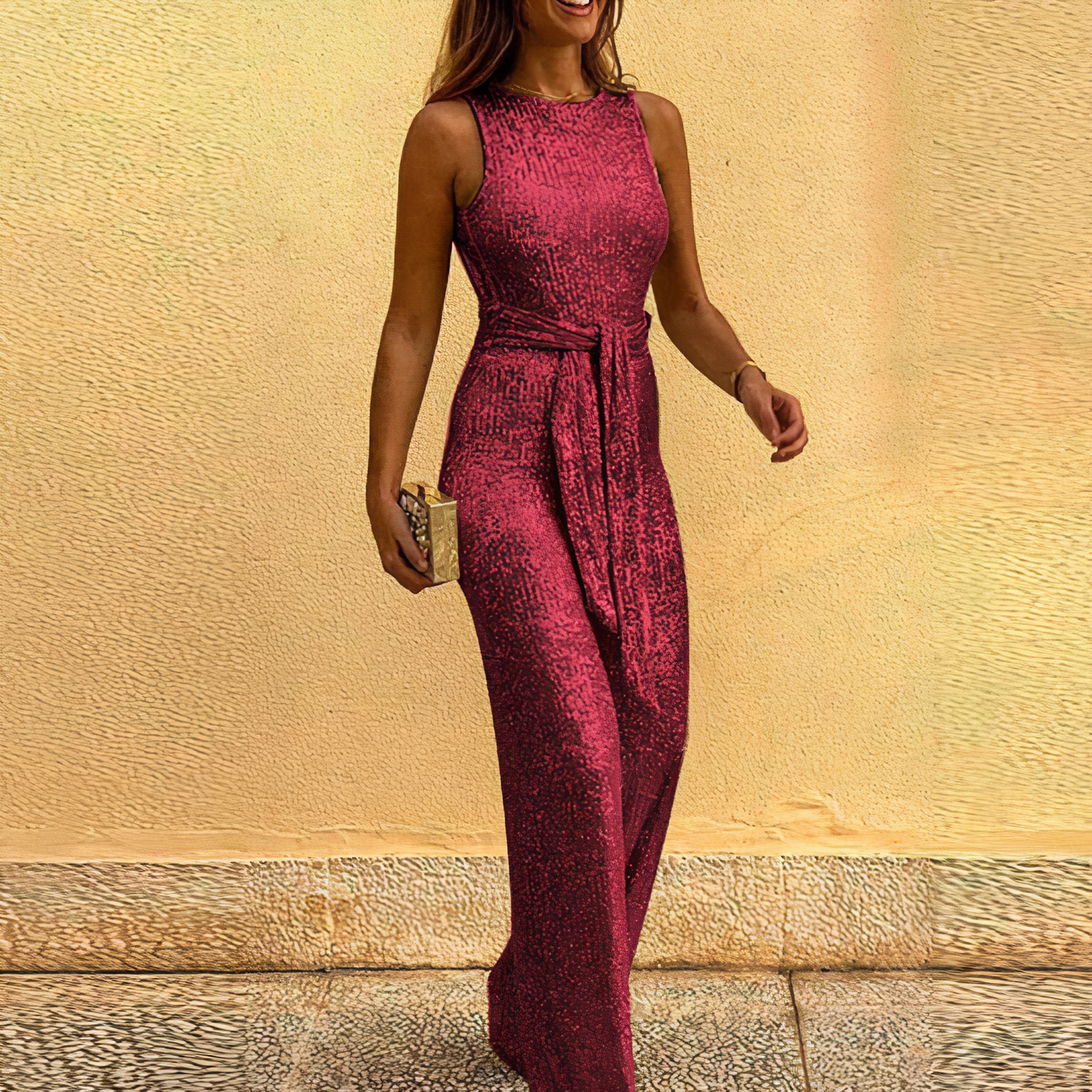 Robe Longue Femme - Sans Manches - Paillettes Brillantes