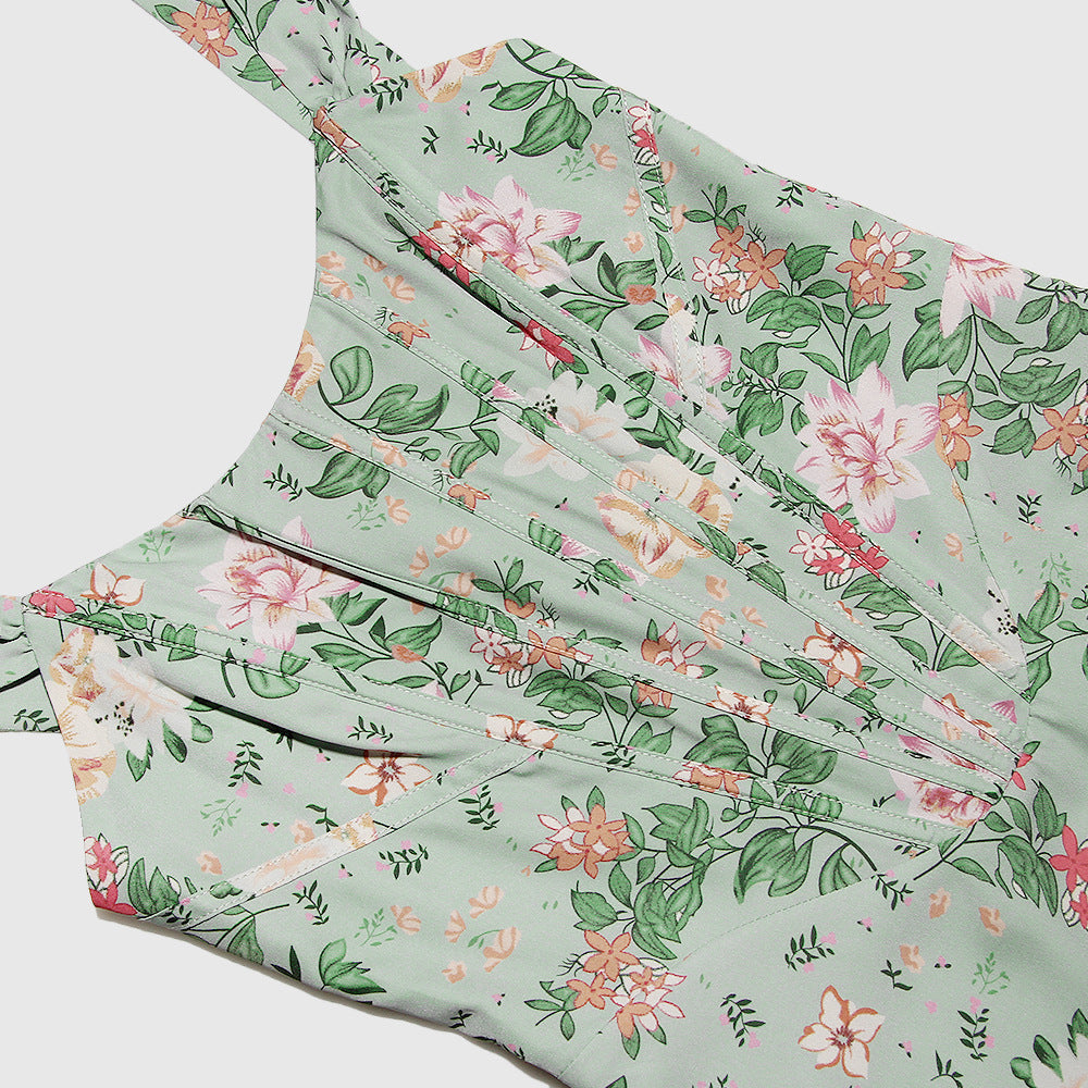 Robe Midi Femme – Cintrée Évasée Fleuri