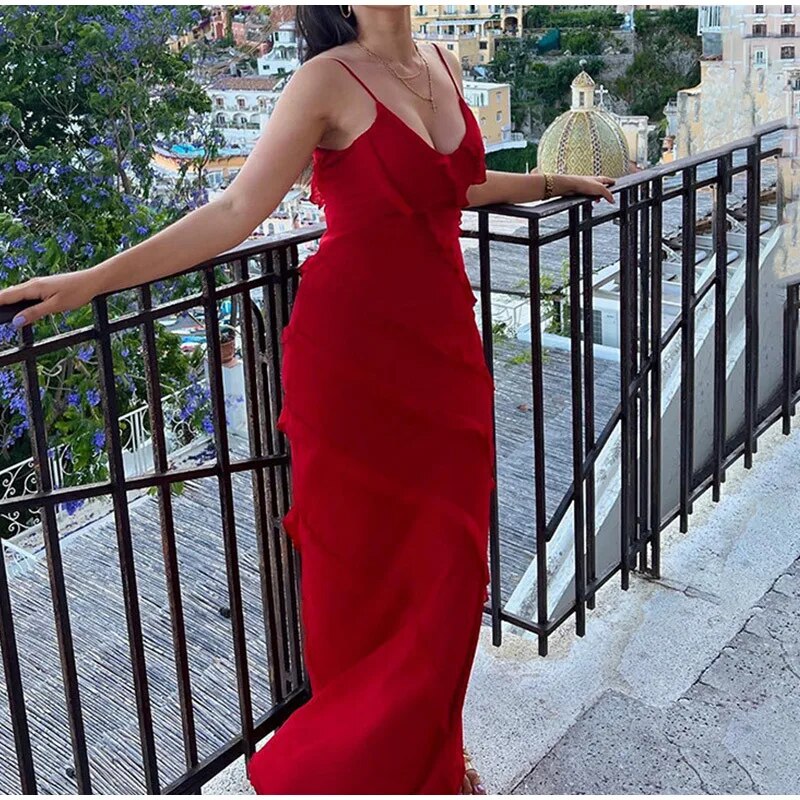 Robe de Soirée Femme - Longue Ajustée - Bretelles Fines