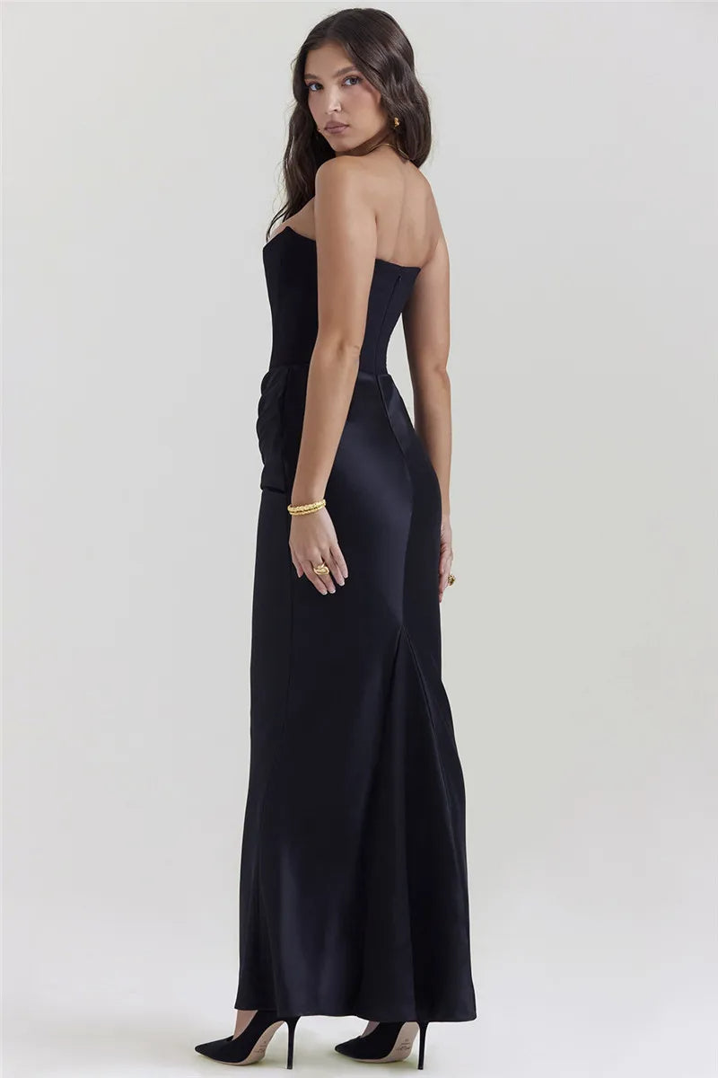 Robe de Soirée Femme – Longue et Évasée  Sans Bretelles