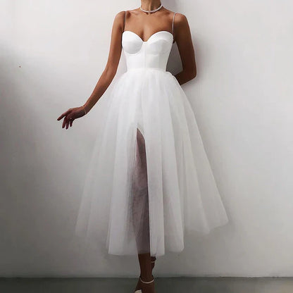 Robe de soirée femme - Décolleté cœur - Jupe en tulle fendue élégante