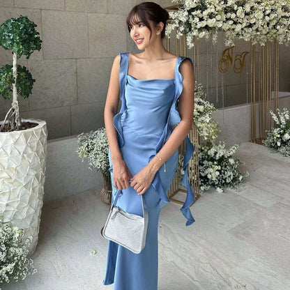Robe de soirée femme - Longue en soie - Col carré