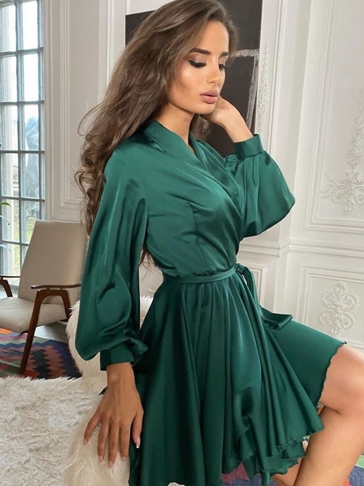 Robe midi en satin