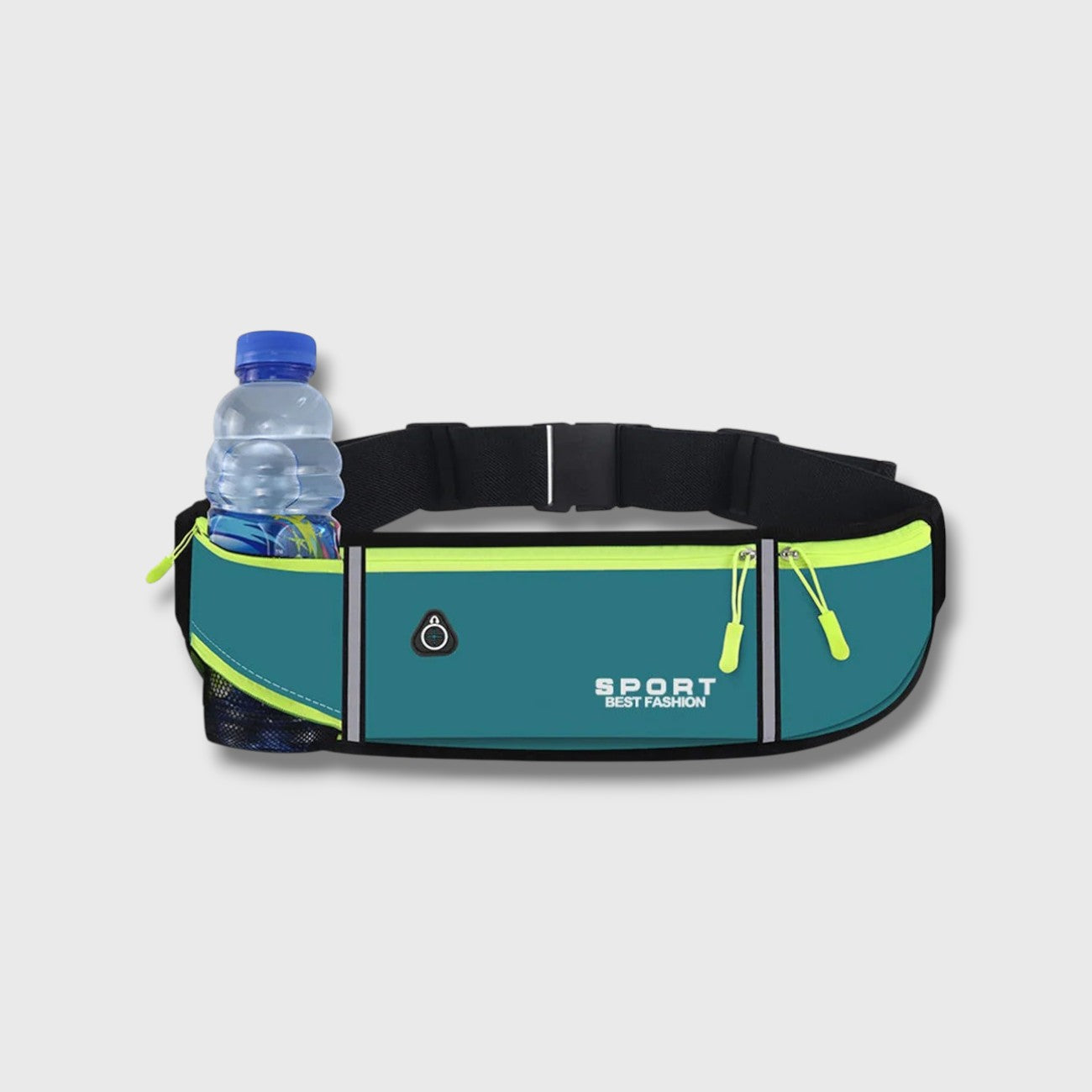 Ceinture de Running avec Porte-Bidon Caché, 3 Poches Zippées et Bandes Réfléchissantes