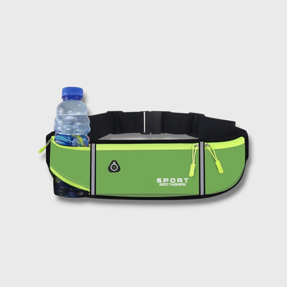 Ceinture de Running avec Porte-Bidon Caché, 3 Poches Zippées et Bandes Réfléchissantes