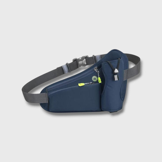 Running Belt with Integrated Bottle Holder, Zippered Pocket, and Reflective Strips