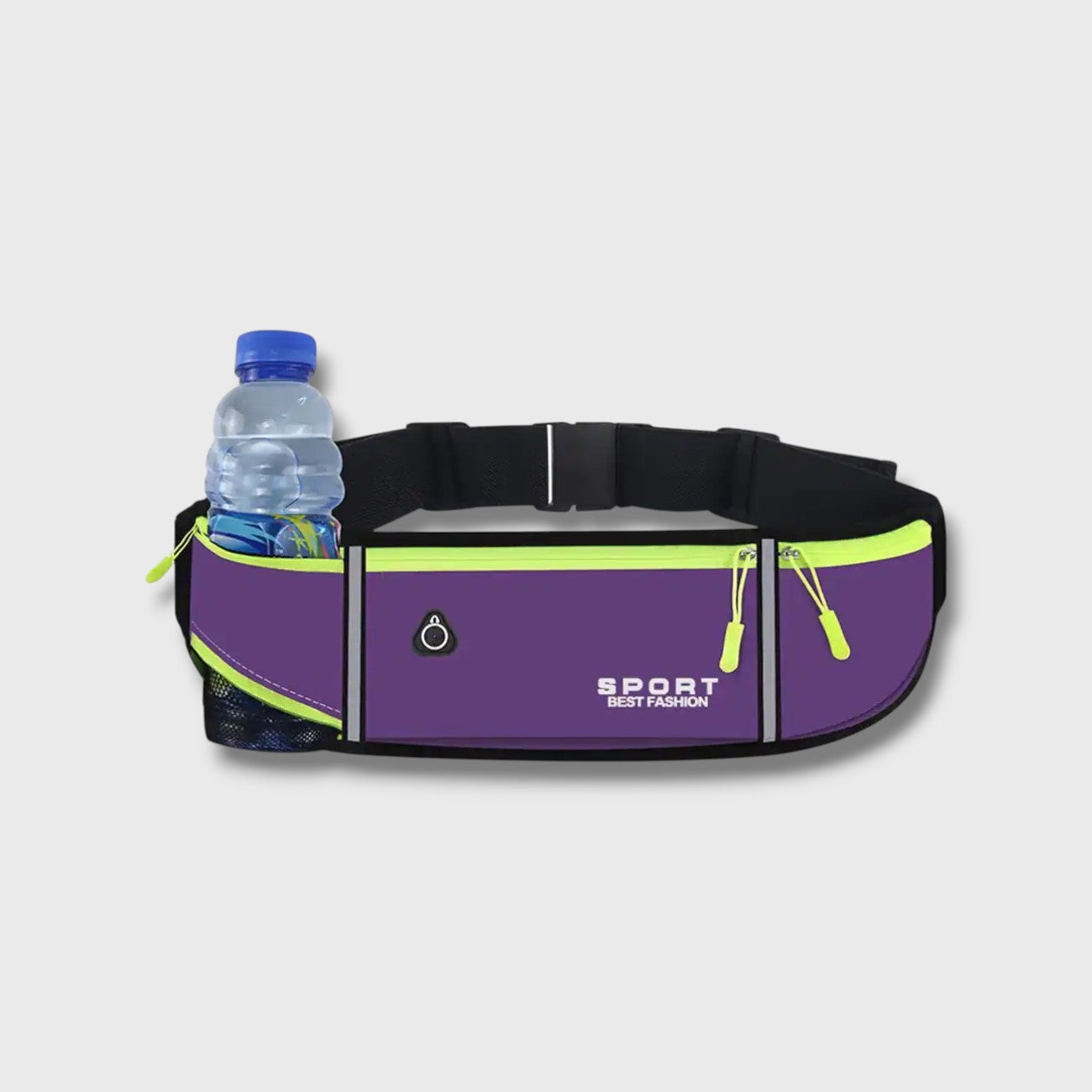 Ceinture de Running avec Porte-Bidon Caché, 3 Poches Zippées et Bandes Réfléchissantes