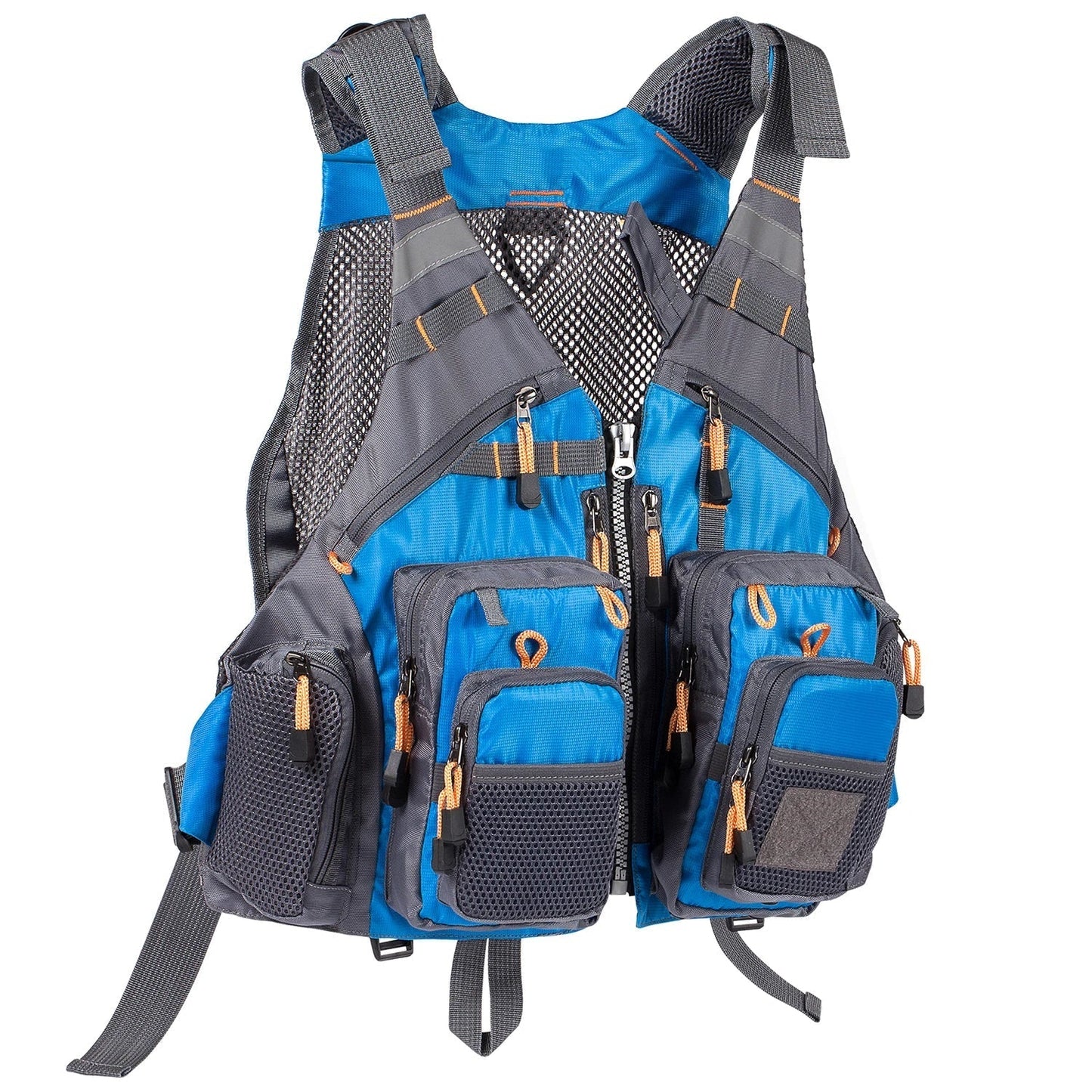 Gilet de Pêche Multi-Poches Respirant, 18 Poches avec Dos en Filet et Réglage Ajustable