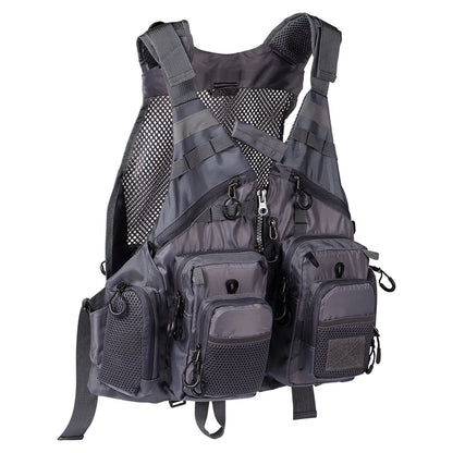 Gilet de Pêche Multi-Poches Respirant, 18 Poches avec Dos en Filet et Réglage Ajustable