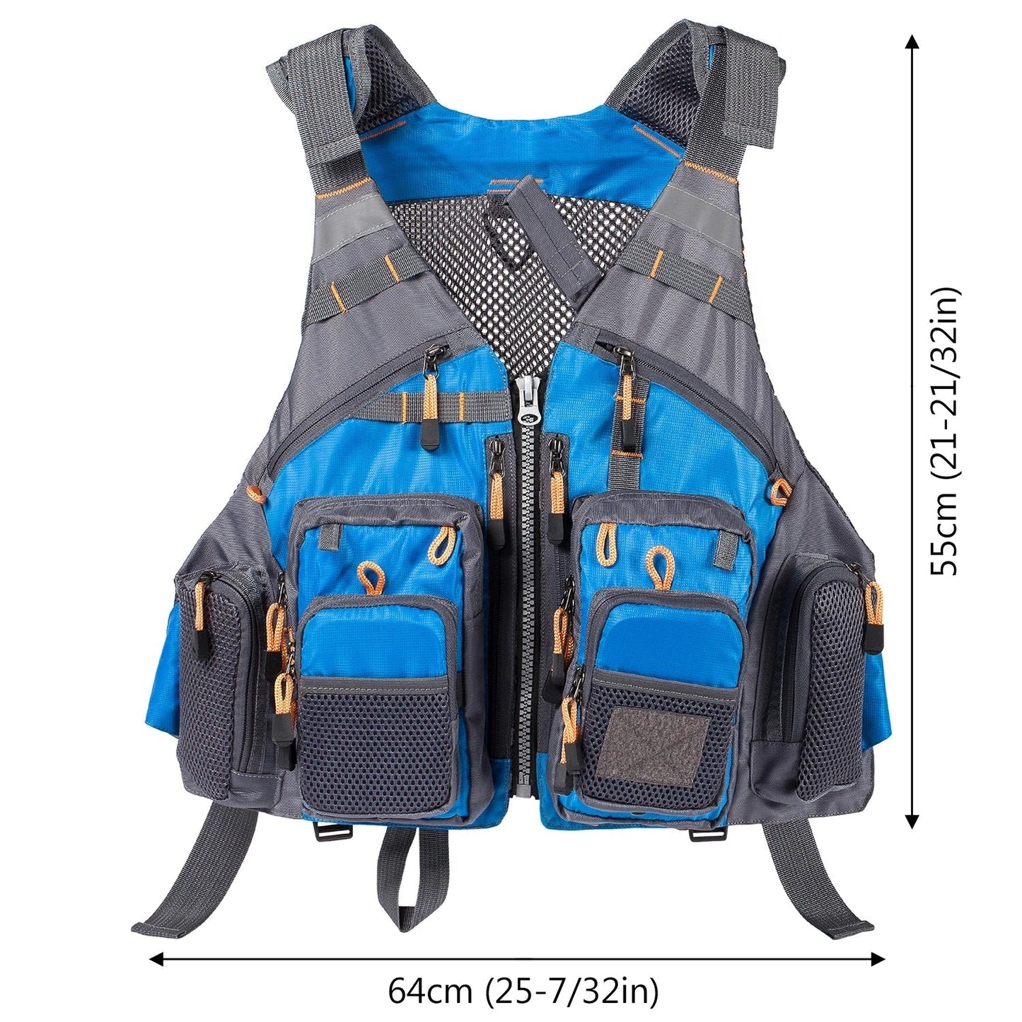 Gilet de Pêche Multi-Poches Respirant, 18 Poches avec Dos en Filet et Réglage Ajustable