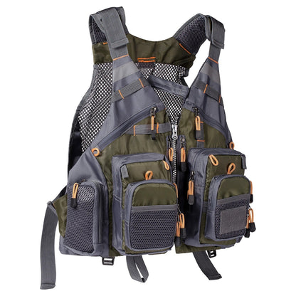 Gilet de Pêche Multi-Poches Respirant, 18 Poches avec Dos en Filet et Réglage Ajustable