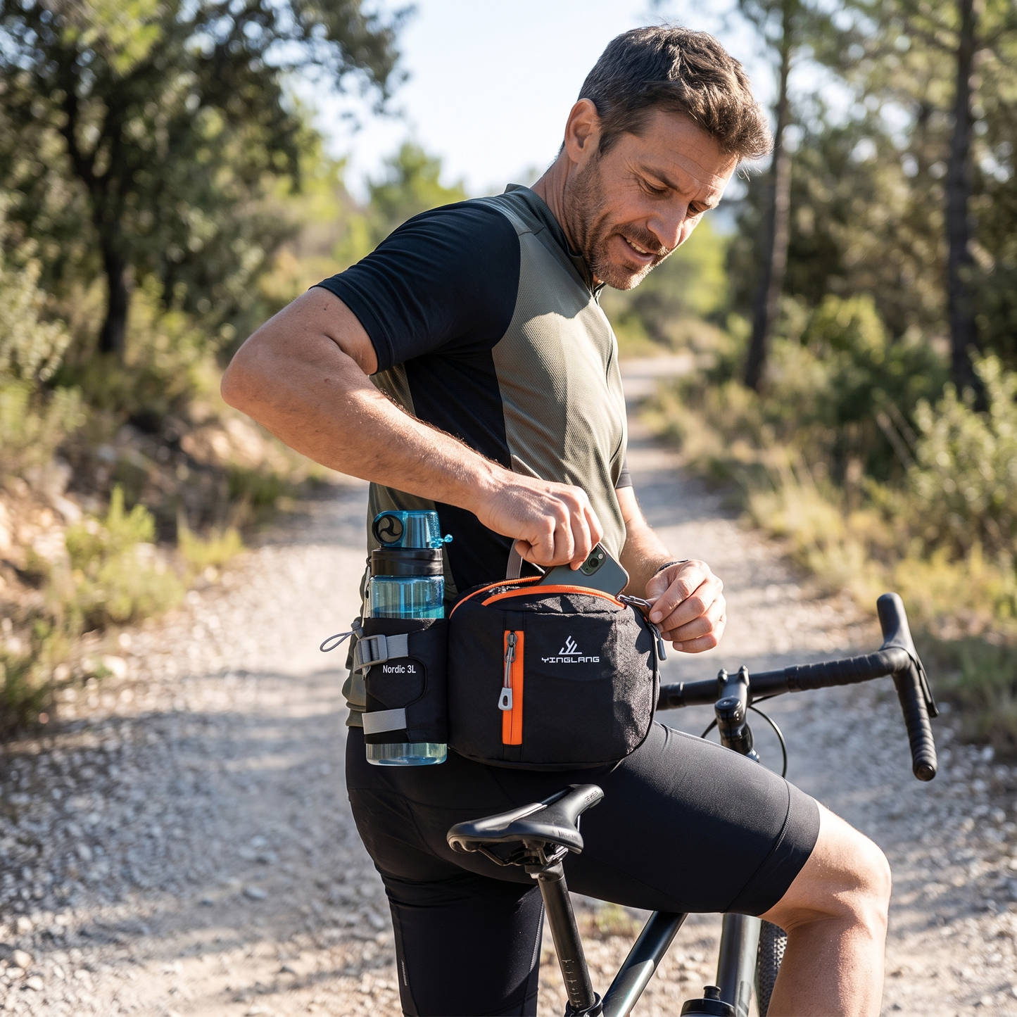 Lightweight Water-Resistant Hiking Waist Bag with Bottle Holder
