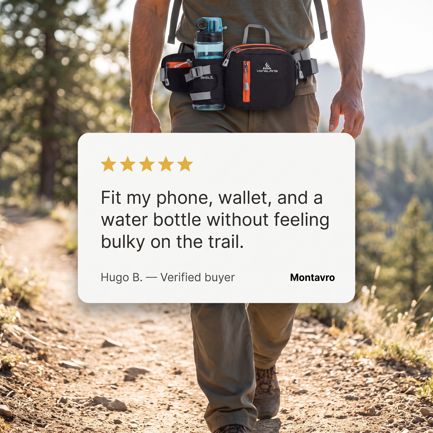 Lightweight Water-Resistant Hiking Waist Bag with Bottle Holder