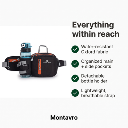Lightweight Water-Resistant Hiking Waist Bag with Bottle Holder