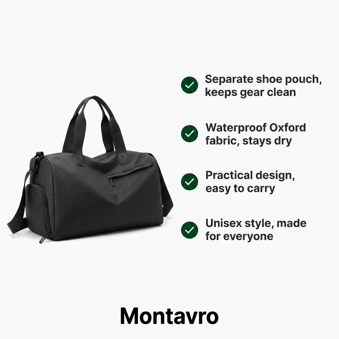 Sports Bag with Shoe Compartment - Unisex Waterproof Bag