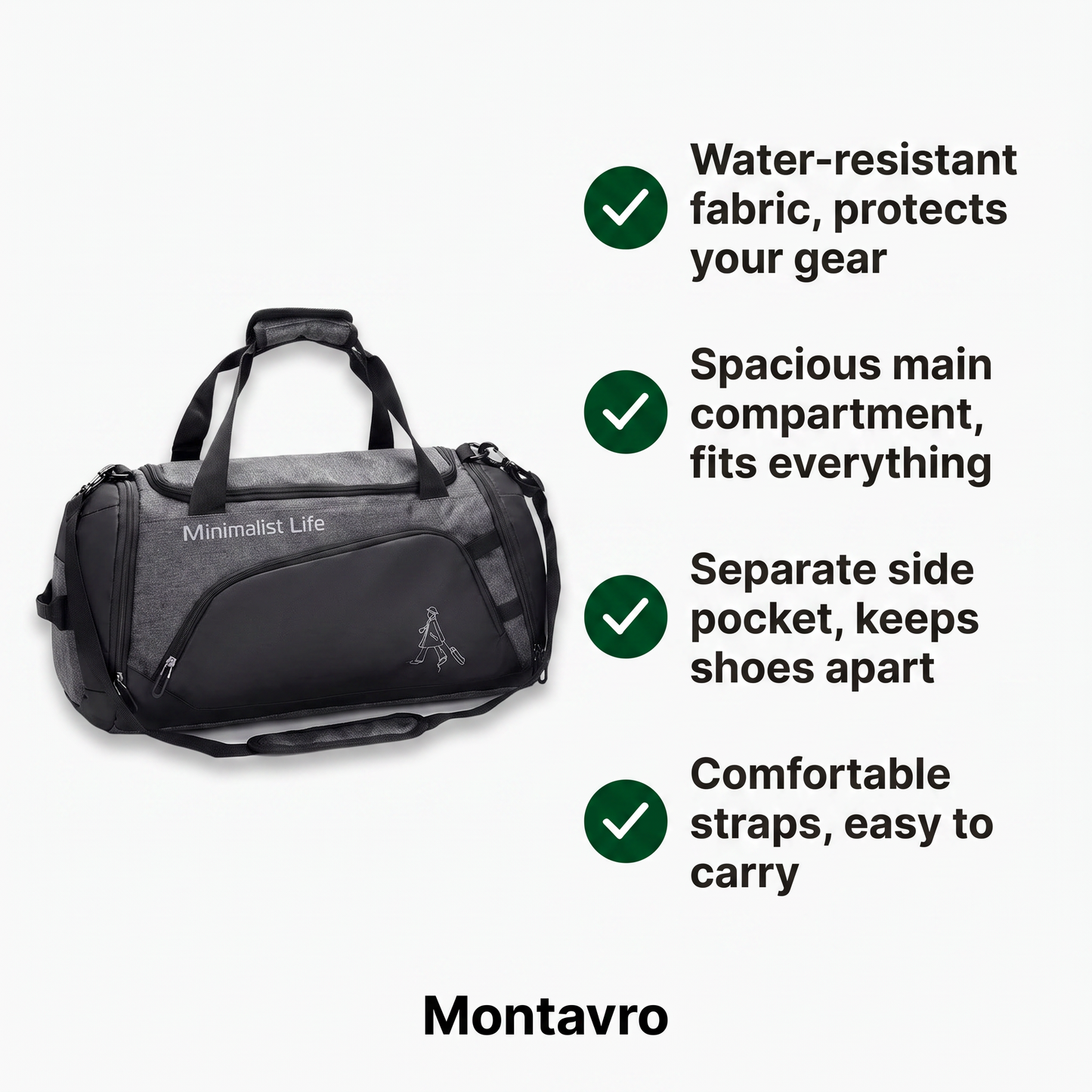 Water-Resistant Sports Bag with Multiple Compartments