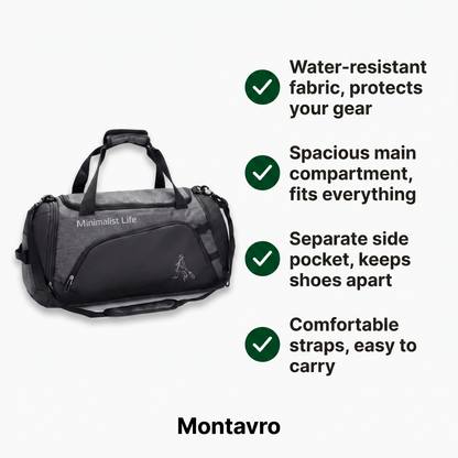 Water-Resistant Sports Bag with Multiple Compartments