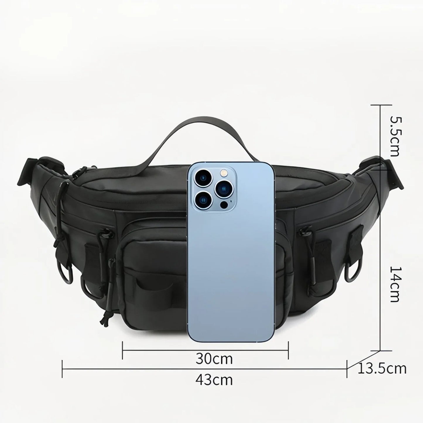 Sac Banane Outdoor Déperlant à Poches Multiples pour Randonnée, Pêche et Vélo