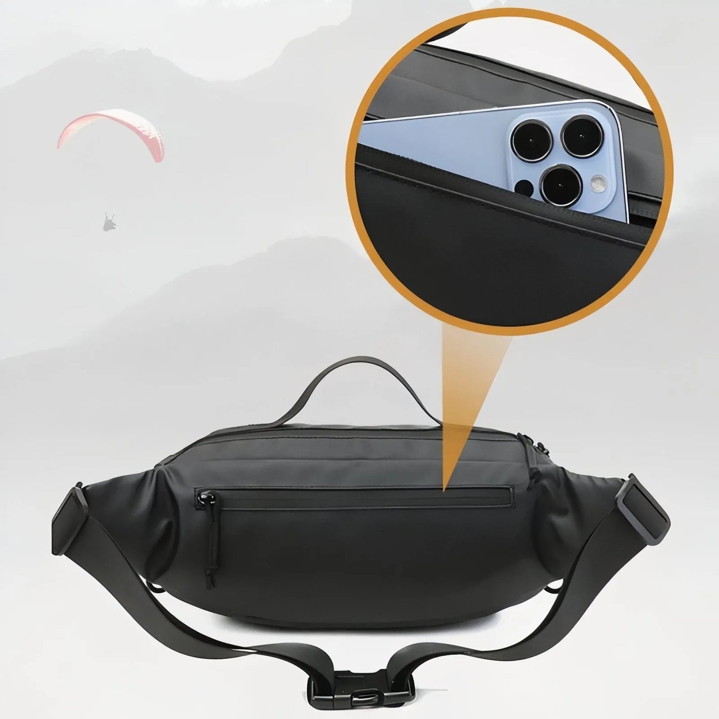 Sac Banane Outdoor Déperlant à Poches Multiples pour Randonnée, Pêche et Vélo