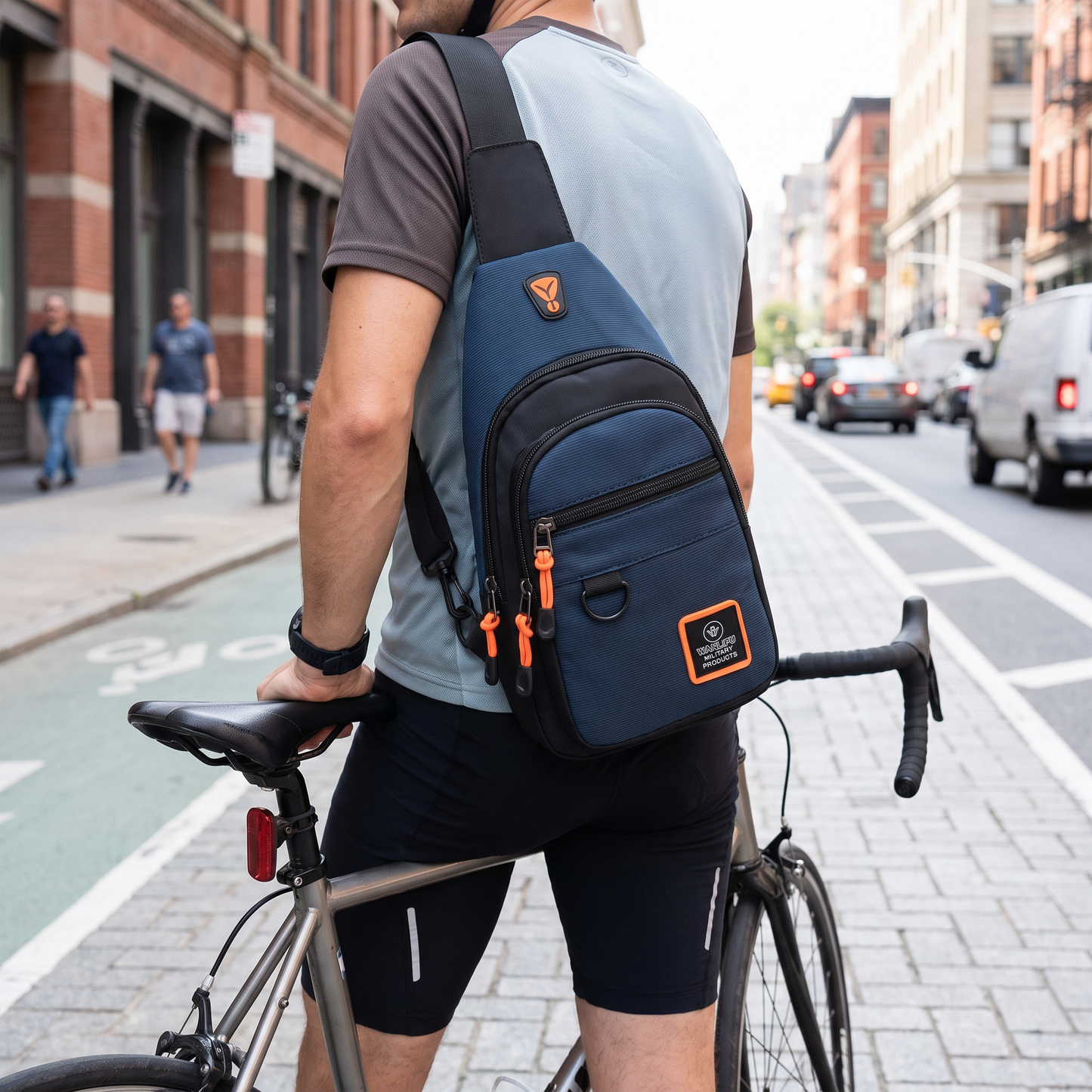 Men's Nylon Crossbody Bag, Multi-Pocket with Headphone Port, Water-Repellent Fabric