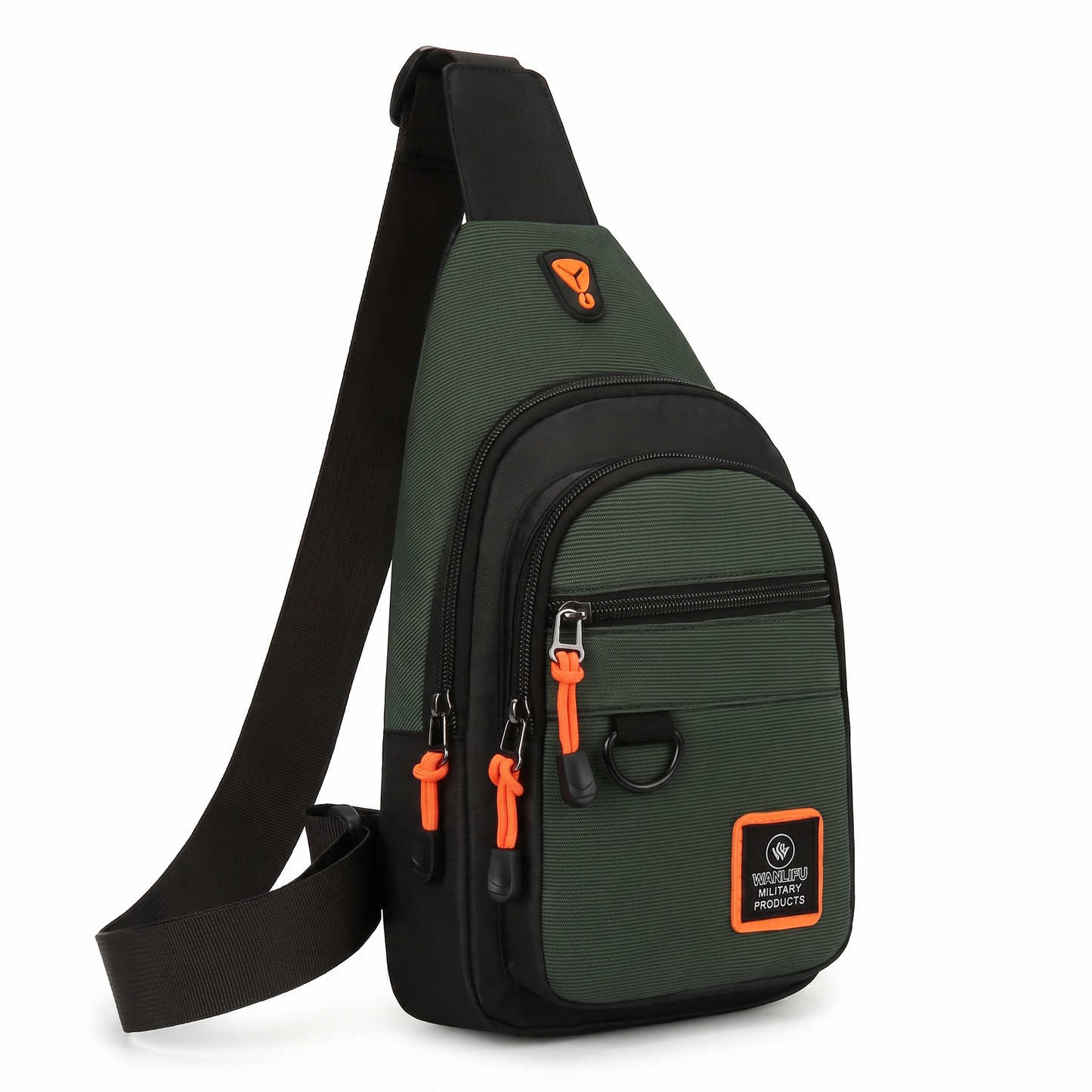 Men's Nylon Crossbody Bag, Multi-Pocket with Headphone Port, Water-Repellent Fabric