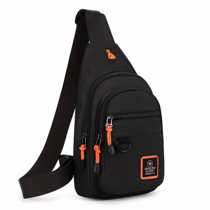 Men's Nylon Crossbody Bag, Multi-Pocket with Headphone Port, Water-Repellent Fabric