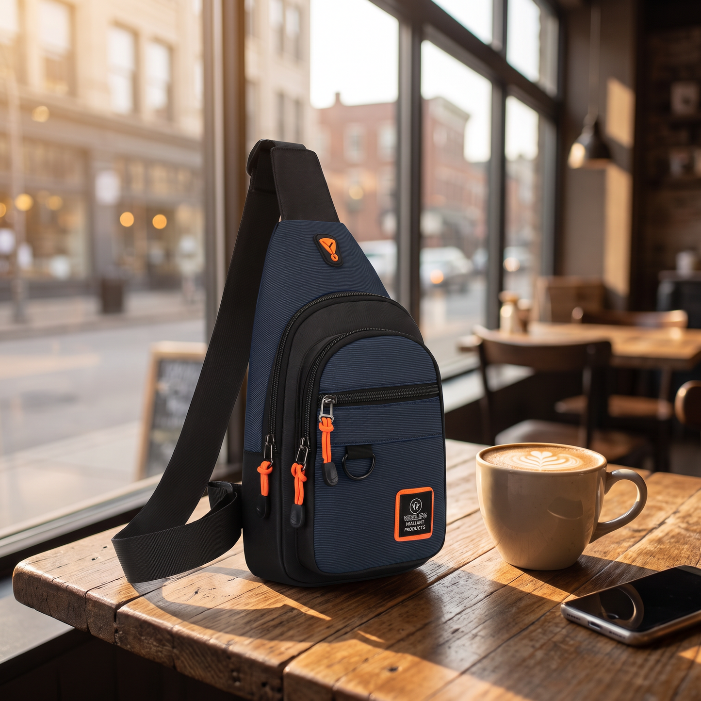Men's Nylon Crossbody Bag, Multi-Pocket with Headphone Port, Water-Repellent Fabric