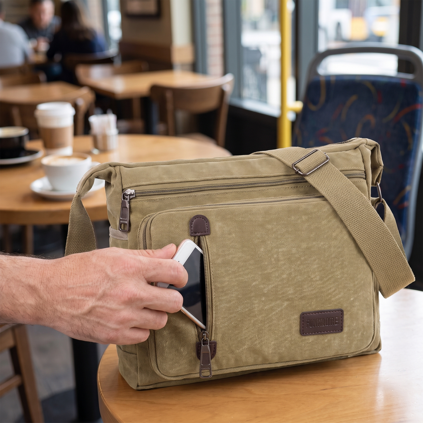 Durable Canvas Shoulder Bag, Large Capacity with Adjustable Shoulder Strap, Unisex Style