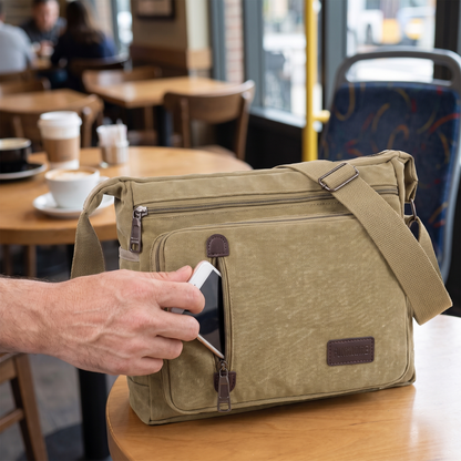 Durable Canvas Shoulder Bag, Large Capacity with Adjustable Shoulder Strap, Unisex Style