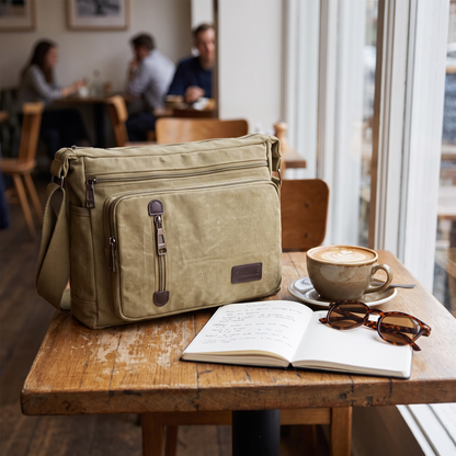 Durable Canvas Shoulder Bag, Large Capacity with Adjustable Shoulder Strap, Unisex Style