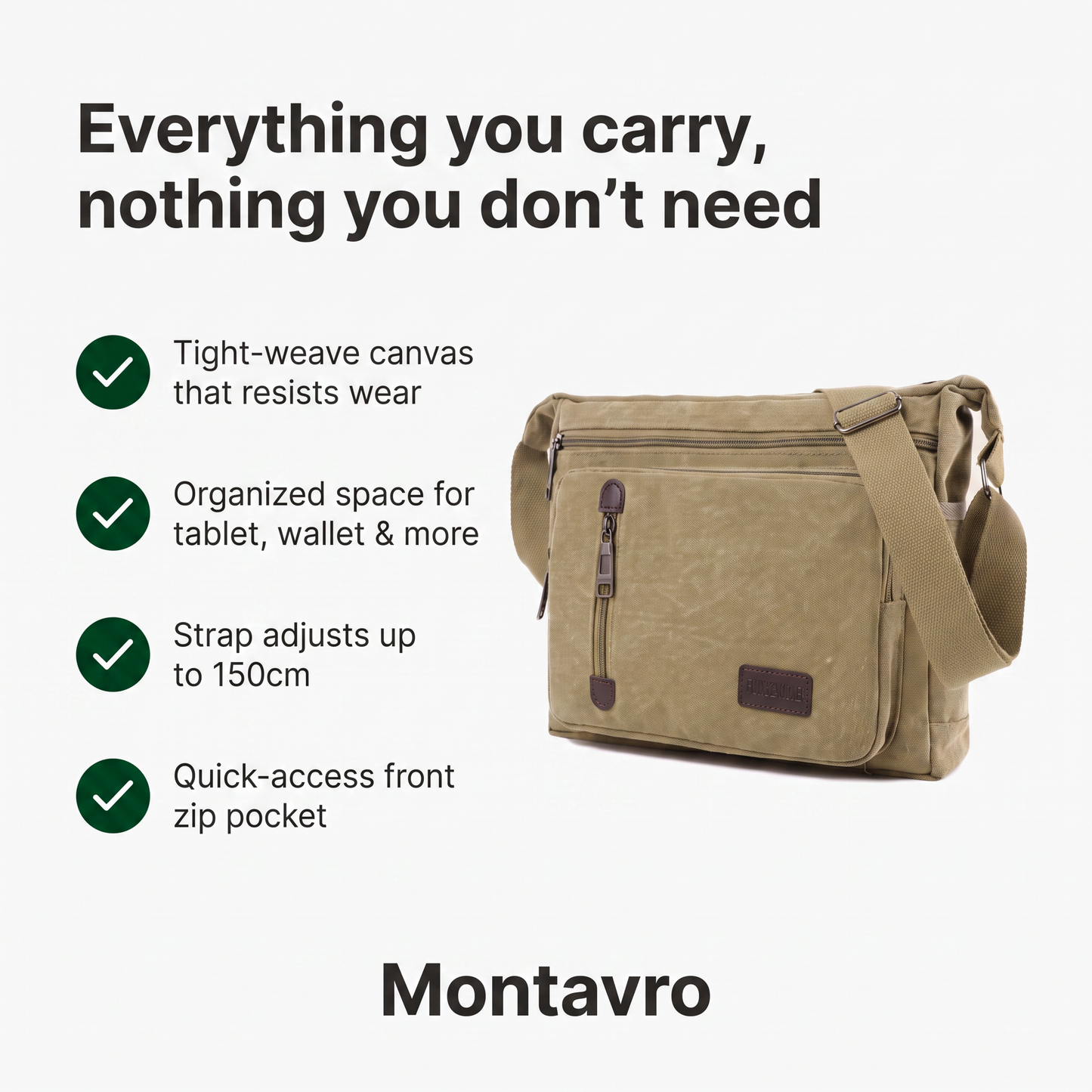 Durable Canvas Shoulder Bag, Large Capacity with Adjustable Shoulder Strap, Unisex Style
