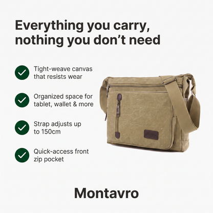 Durable Canvas Shoulder Bag, Large Capacity with Adjustable Shoulder Strap, Unisex Style