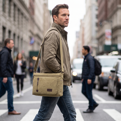 Durable Canvas Shoulder Bag, Large Capacity with Adjustable Shoulder Strap, Unisex Style