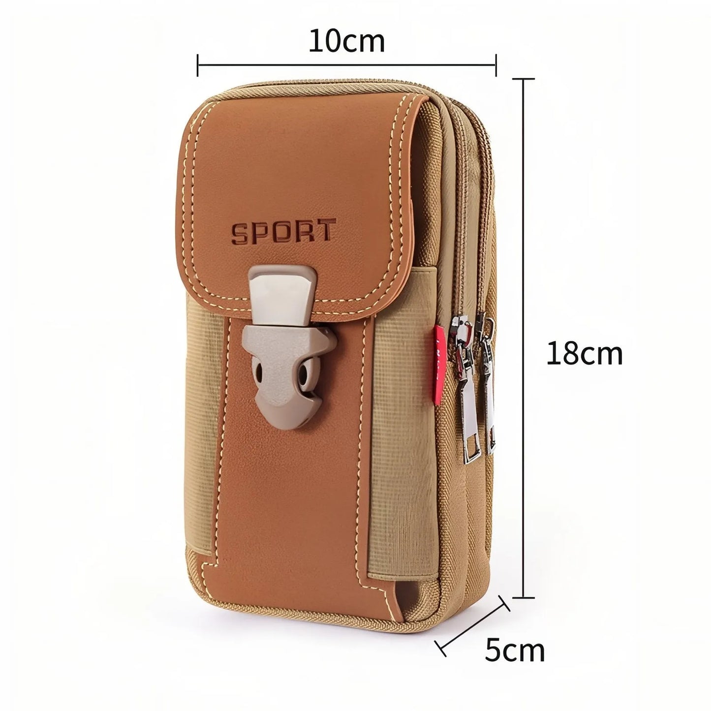 Pochette Ceinture Outdoor Compacte à Poches Zippées pour Randonnée et Voyage