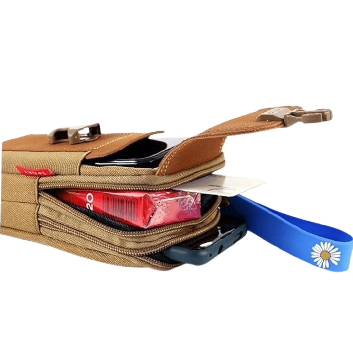 Pochette Ceinture Outdoor Compacte à Poches Zippées pour Randonnée et Voyage