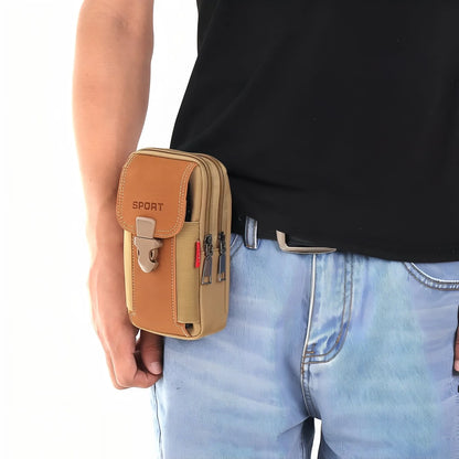 Pochette Ceinture Outdoor Compacte à Poches Zippées pour Randonnée et Voyage