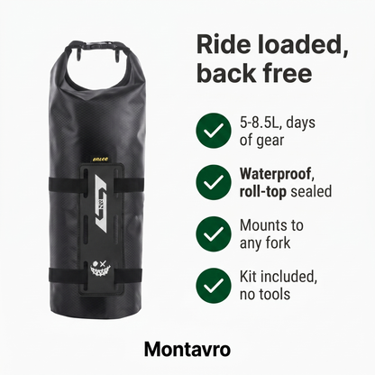 Sacoches de Fourche Vélo Étanches, Set de 2 de 5-8.5 L avec Kit de Fixation pour Bikepacking