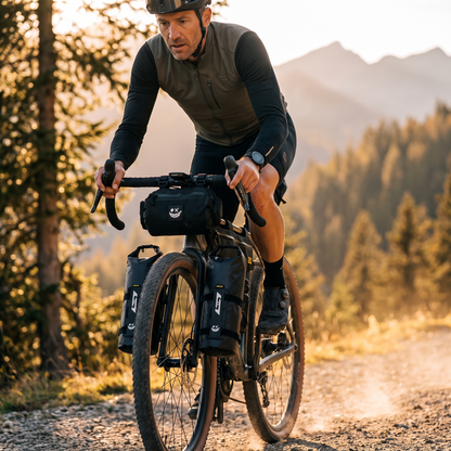 Sacoches de Fourche Vélo Étanches, Set de 2 de 5-8.5 L avec Kit de Fixation pour Bikepacking