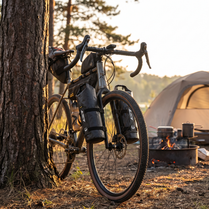 Sacoches de Fourche Vélo Étanches, Set de 2 de 5-8.5 L avec Kit de Fixation pour Bikepacking
