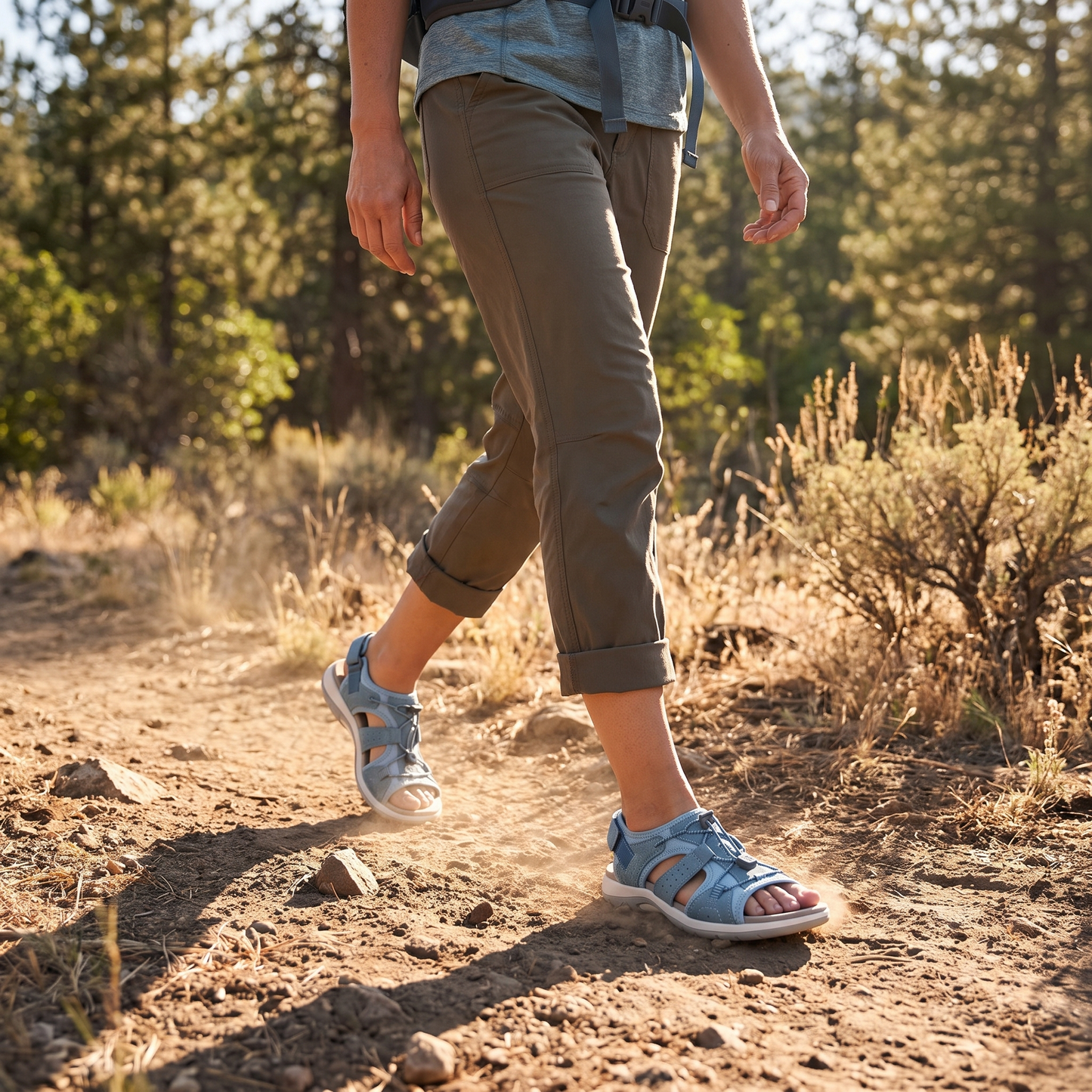 Sandales de Randonnée Femme à Tige Mesh Respirante, Sangle Réglable et Semelle Antidérapante
