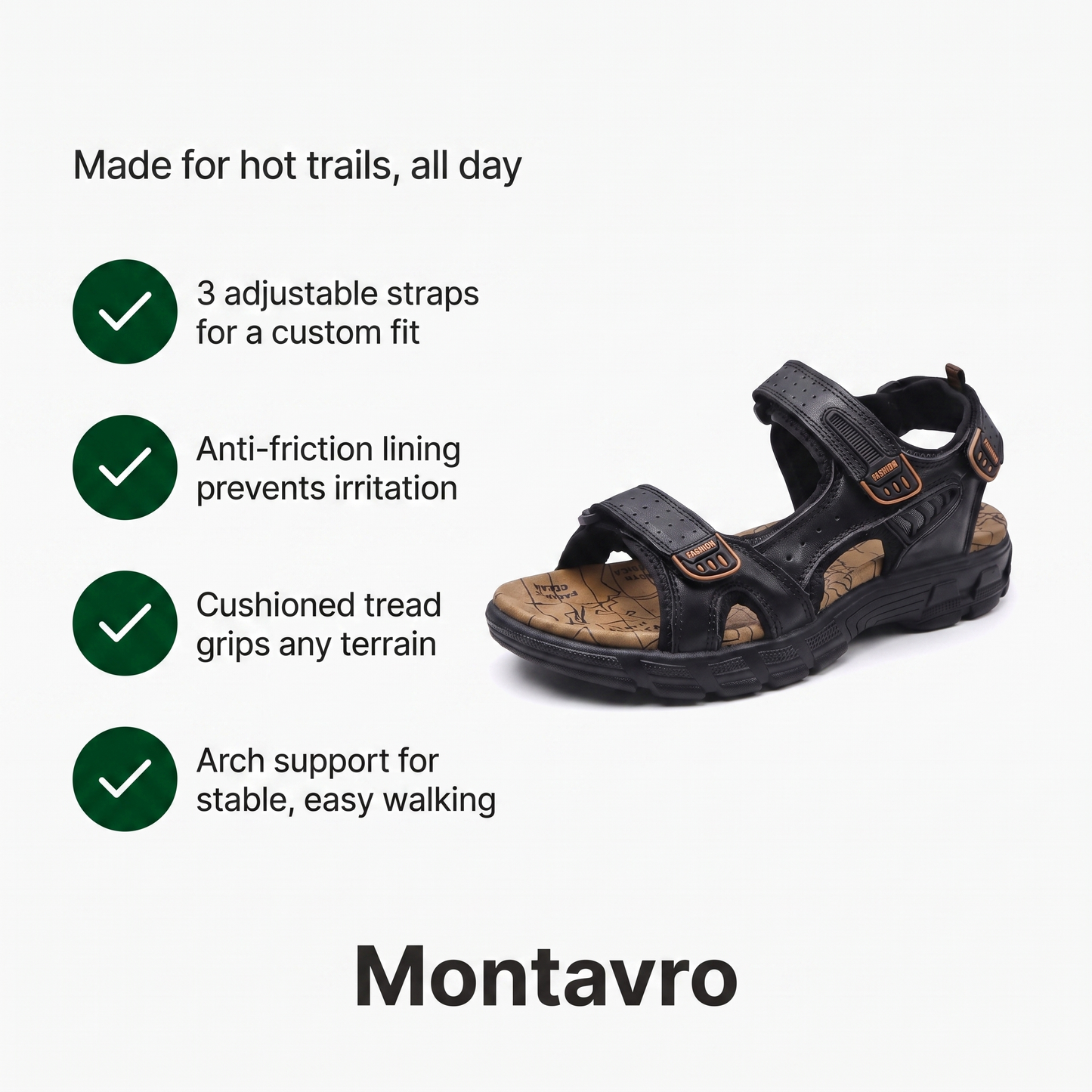 Men's Hiking Sandals with Adjustable Straps and Cushioned Sole