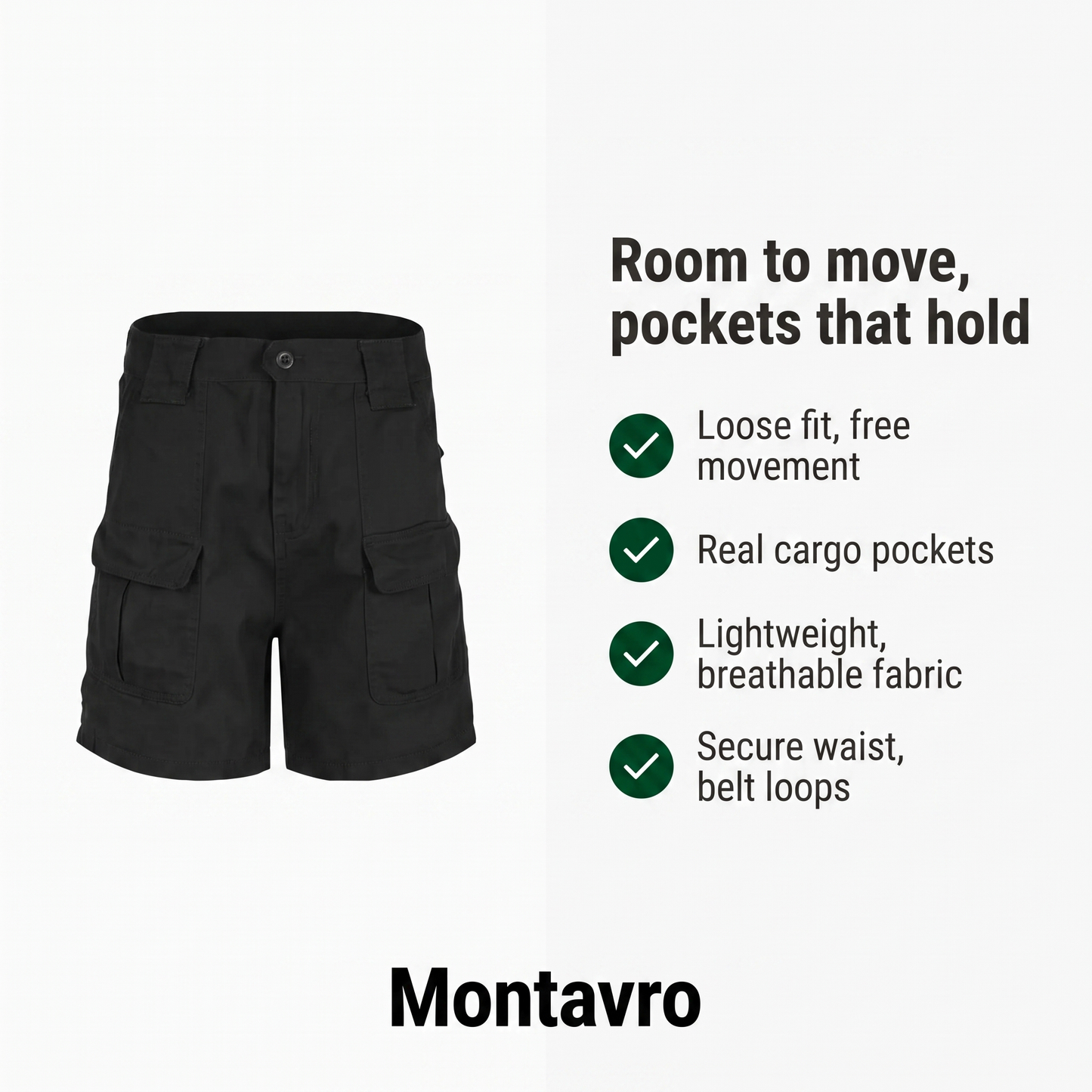 Women's Loose and Lightweight Cargo Shorts with Pockets for Walking, City and Travel