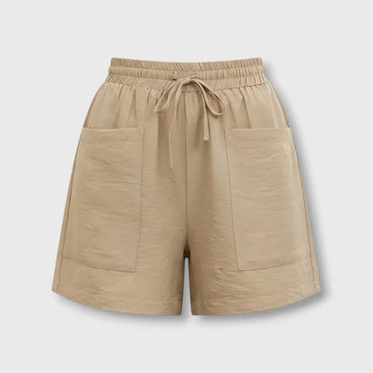 Short Femme Léger et Fluide pour Randonnée, Taille Élastiquée à Cordon avec Grandes Poches
